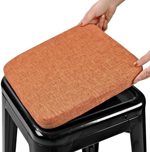 BUYUE Friendly Woven Fabric Magnetic Bar Stool Cushion 1 Piece, Enhanced Anti-Slip Breathable Small Chair Seat Pad for Café Bistro Stackable Metal Stool (Square, Orange, 1) by BUYUE
