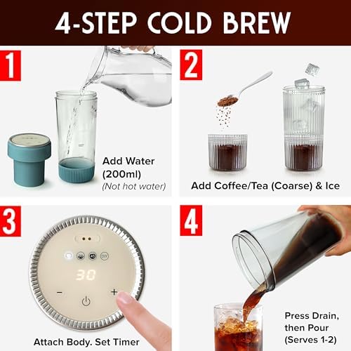 Mueller RapidBrew Cold Brew Iced Coffee Maker, Mineral Blue - Image 5