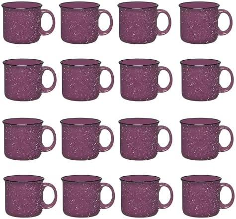 Set of 16 Ceramic Campfire Mugs – 15 Oz, Purple – Coffee & Tea Cups for Home, Work, Travel, Camping – Customizable, Great for DIY, Events, Companies by GiftsbyDesign