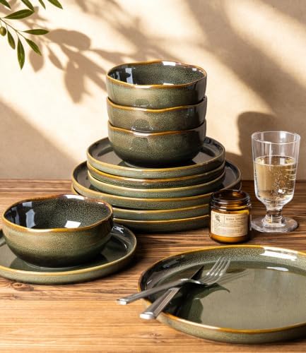 TheTerra Ceramic Dinnerware Set for 6, 18-Piece Plates and Bowls Set - Image 5