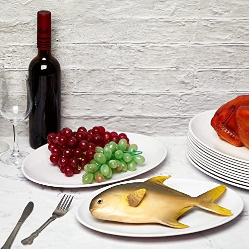 Dandat 12 Pcs Large Serving Platters Oval Trays White Plates Serving Dish for Wedding Party Restaurant Home Steak, Taco, Sushi, Appetizer, Cake (12 Inch) - Image 6
