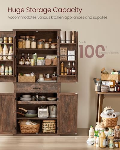 VASAGLE Pantry Cabinet, Freestanding Tall Cupboard with a Drawer - Image 5
