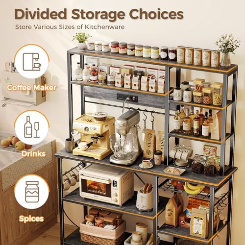 SUPERJARE Large Bakers Rack with Power Outlets, 47.2 Inches Microwave Stand - Image 5