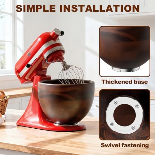 Cofun Premium Wood Mixing Bowl for KitchenAid 4.5-5 Qt Stand Mixers - Image 5
