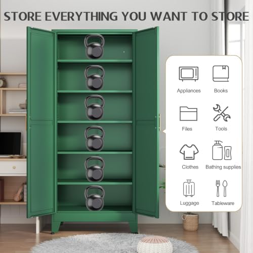 GAIOUS 75.2" Tall Kitchen Food Pantry, Metal Pantry Cabinet with 2 Door - Image 3
