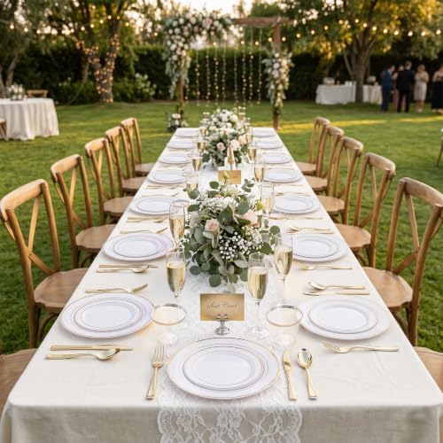 WELLIFE Gold Plastic Plates, 300 PCS Dinnerware Set for 50 Guests - Image 6