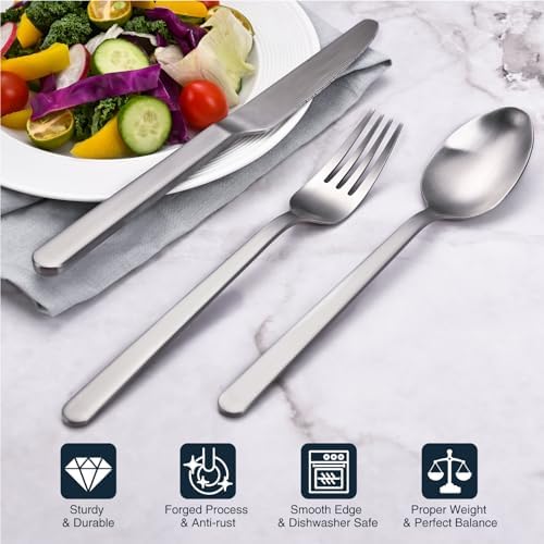 Matte Silver 30-Piece Forged Flatware Set for 4, 18/10 Stainless Steel - Image 3