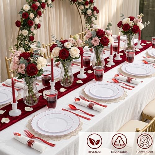 YOUBET 350PCS White Scalloped Plastic Plates for Weddings - Image 7