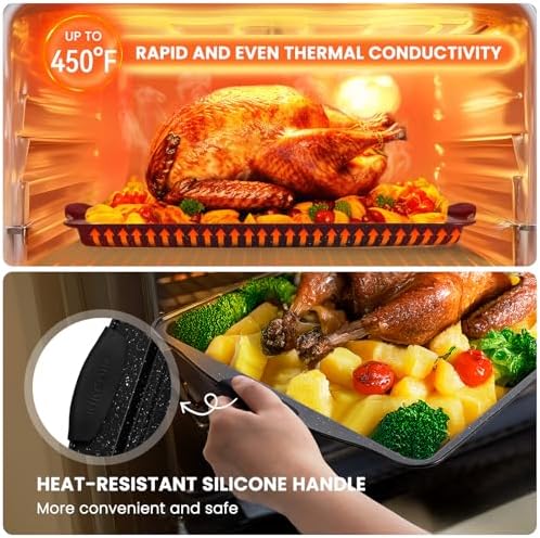 Kikcoin 22 PCS Nonstick Baking Pans Set, Stackable Bakeware Sets with Silicone Handles, 450°F Oven Safe Baking Sheet set, Easy Release Cookie Sheets for Baking, Black - Image 5