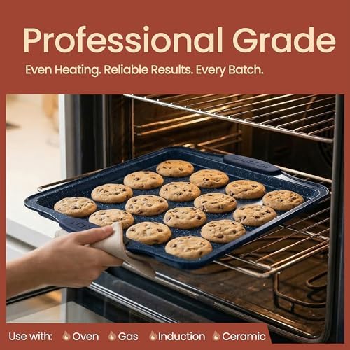 BAKKEN Kitchen Baking Pan Set - Nonstick Coating, Carbon Steel Bakeware Sets with Blue Silicone Handles, Baking Kitchen Essentials, PFOA, PFOS, PTFE Free, Oven Safe Tray (Up To 450° F), Set of 18 - Image 3