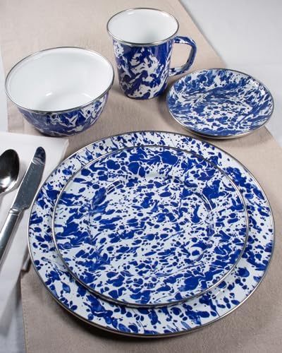 Golden Rabbit Enamelware Medium Tray, 15.5 inch, Cobalt Swirl - Image 3
