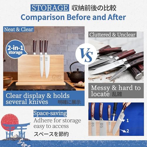 XYJ Magnetic Knife Block,Dual-Sided Magnets,Stable Countertop Knife Holder - Image 4
