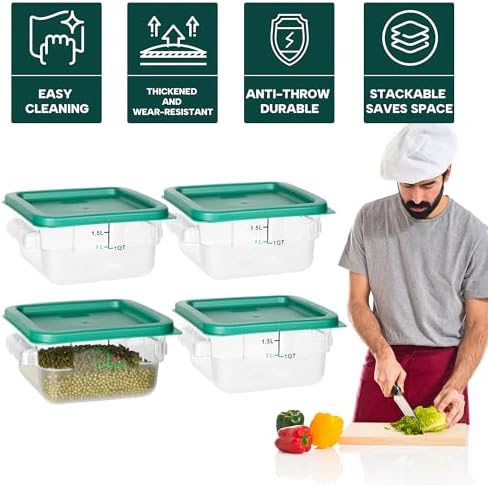 BIEAMA 4 Pack 2 Qt Square Food Storage Containers with Lids, NSF, Clear - Image 4