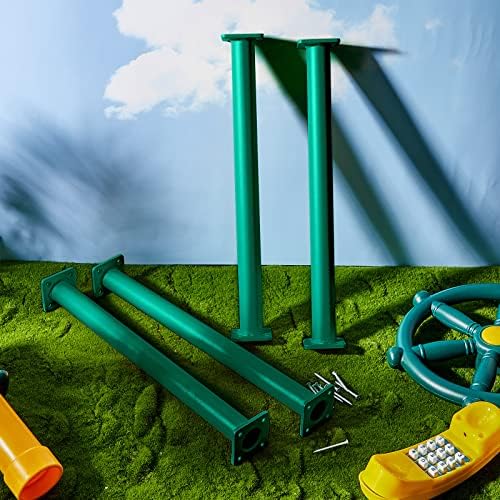 Dunzy 12 Pack Monkey Bars Swing Set Accessories Rods Playset Ladder Rungs Hardware Kit Steel Monkey Bar with Screws for Backyard Playground Equipment Mounting Plates(16.5 Inch,Green) - Image 5