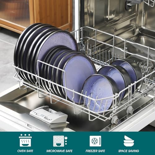 vancasso Plates and Bowls Sets, 18 Pieces Stoneware Dinnerware Sets for 6, Kitchen Dish Set Mircowave and Dishwasher Safe Dinner Set Ceramic Dishware, Light Purple, Series AMBER - Image 3
