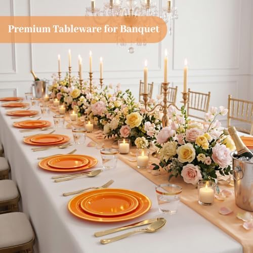 DaYammi 350PCS Orange Plastic Dinnerware Set for 50 Guests - Image 6