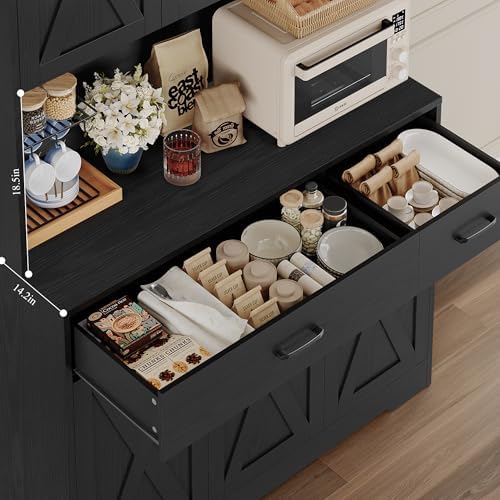 HOSTACK 71" H Kitchen Pantry Storage Cabinet,Farmhouse Hutch Cabinet, Black - Image 6