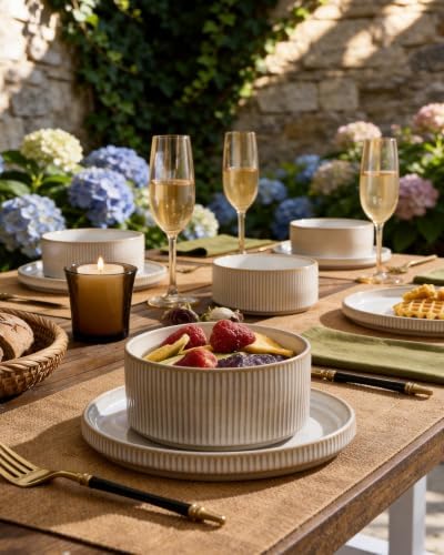 Ceramic Dinnerware Sets for 4, 8-Piece Deep Salad Plates and Cereal Bowls - Image 3