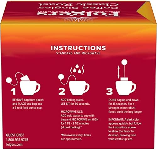 Folgers Classic Roast Instant Coffee Singles, Medium Roast, 19 Count - Image 3