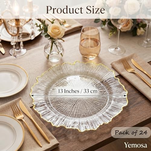 24Pack Clear Charger Plates, 13 Inch Reef Chargers for Dinner Plates - Image 2