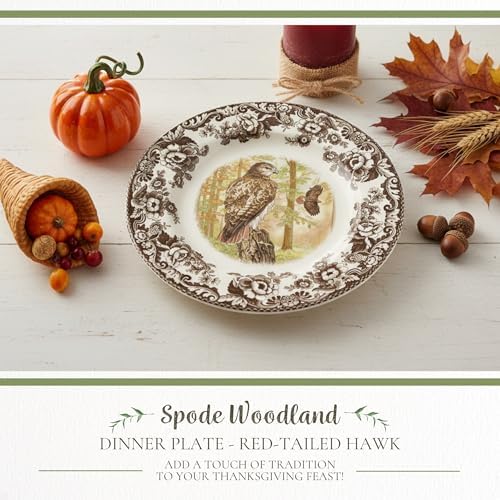 Spode – Woodland – Dinner Plate - Red-Tailed Hawk, Brown/White - Image 2