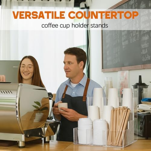 CroBlissful 9 Compartment Acrylic Vertical Coffee Cup and Lid Dispenser - Image 6