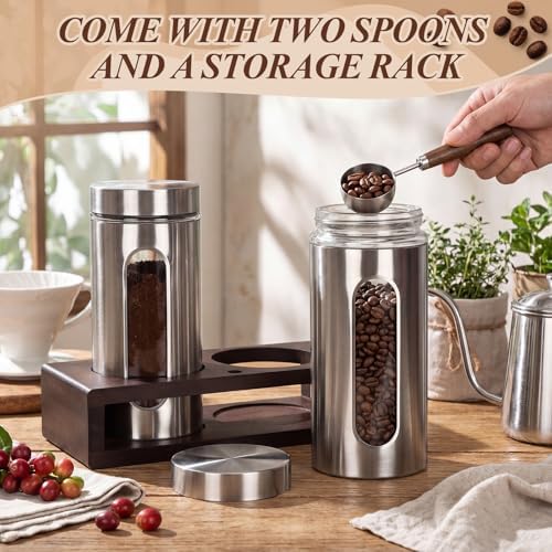 Suclain Stainless Steel Coffee Grounds Canisters Container with Shelf - Image 4