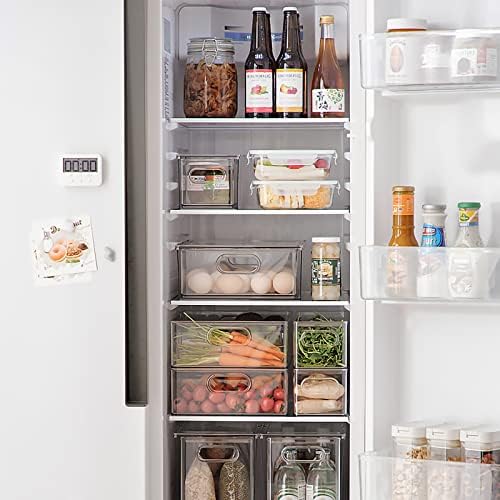 2Pack Stackable Fridge Drawers Pull-Out Bins Divided Produce Saver Containers for Refrigerator Storage Organizers for Veggie Fruit Berry Pantry Cabinet Makeup Clothes - Image 2
