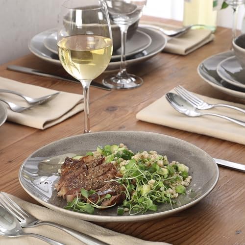 Gibson Elite Castle Peak Plates and Bowls Set, 12-Piece Dinnerware Set, Grey Reactive Glaze Stoneware Dishes, Dinner Plates, Salad Plates & Cereal Bowls - Image 2