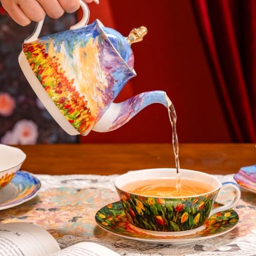 KAMMAK Tea for One Set, Ceramic Teapot, Bone China Tea Set, Cup and Saucer - Image 5