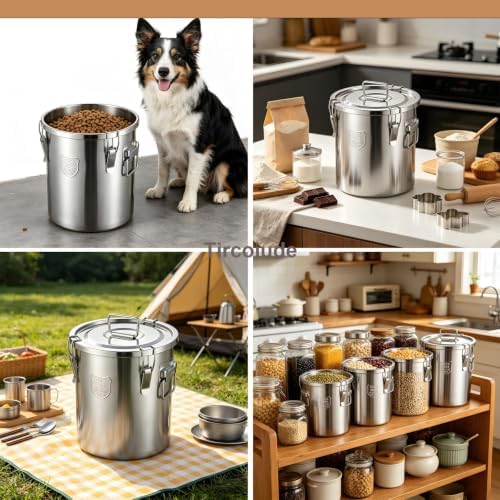 4.2 Gallon SUS304 Food Grade Stainless Steel Airtight Storage Bucket, Sealed Metal Canister with Lock Clasp Lid Moisture Proof Leakproof Large Container for Rice Flour Pet Dry Food Oil Can 16L - Image 5