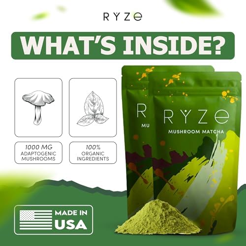 RYZE Mushroom Matcha Starter Kit, 6 Adaptogenic Mushrooms, 60 Servings - Image 6