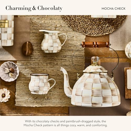 MACKENZIE-CHILDS Enamel Mug, 16 Ounces, Brown-and-White Mocha Check - Image 3