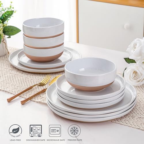 AmorArc Dinnerware Sets for 8, 32 Pieces Ceramic Plates and Bowls Set - Image 5
