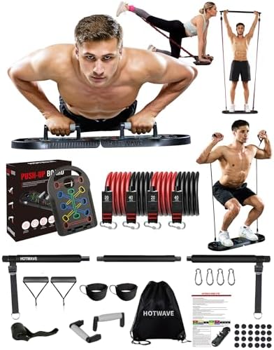HOTWAVE Push Up Board, Portable PushUp Board, Foldable 20 in 1 Push Up Bar by HOTWAVE