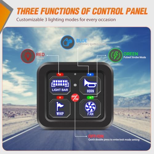 Nilight 4 Gang Switch Panel Blue 12V 24V Circuit Control Relay System - Image 2