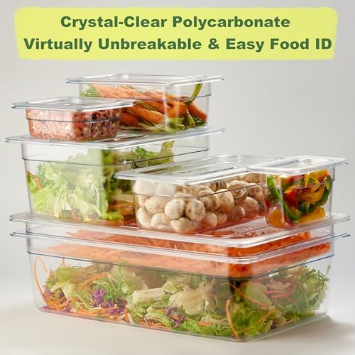 CURTA 12-Pack 1/6 Size 6" Deep NSF Polycarbonate Food Pans | Dishwasher & Freezer Safe Clear Container for Prep Tables, Buffet, Salad Bar, Commercial & Home Kitchen - Image 6