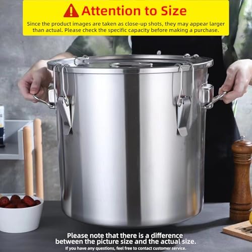 304 stainless steel food storage containers with lids lock clips airtight container large airtight for rice flour sugar grain coffee bean storage containers Kitchen jar (3.17gal/12L) - Image 2