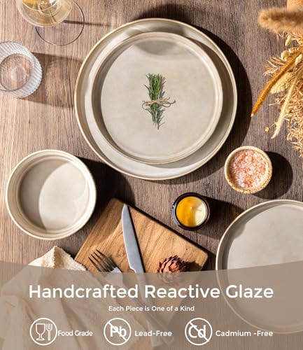GBHOME Stoneware Dinnerware Sets for 4,12-Piece Plates and Bowls Set - Image 2