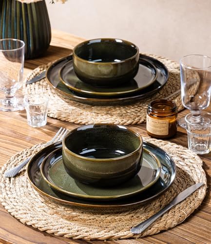 TheTerra Ceramic Dinnerware Set for 4, 16-Piece Plates and Bowls Set - Image 7
