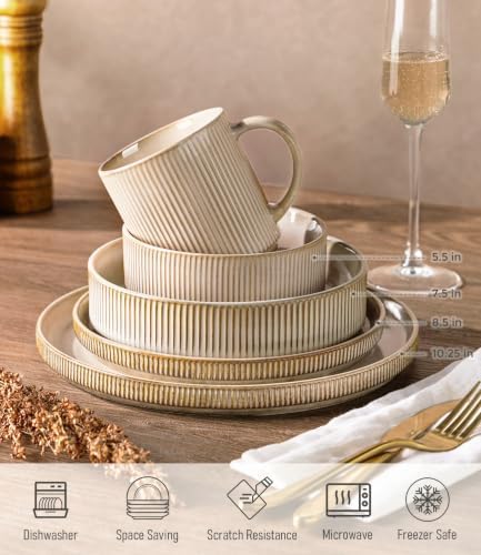 GBHOME Stoneware Dinnerware Sets for 4,16-Piece Plates and Bowls Set - Image 2