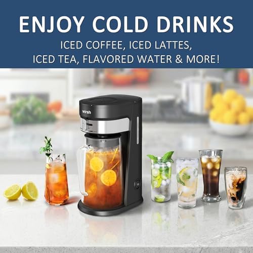 wirsh Iced Tea Maker with 3QT Pitcher, Iced Coffee Maker with Strength Control and Reusable Filter, Perfect For Iced Coffee, Latte, Tea, Lemonade, Flavored Water, Black - Image 3