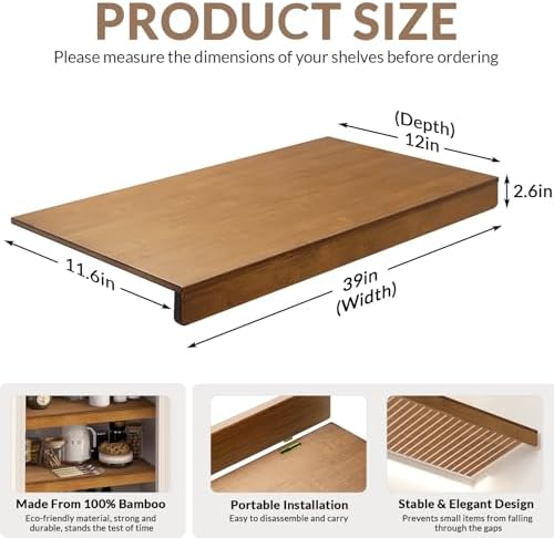 Gashell Wire Shelf Covers, Bamboo Wire Rack Covers for Pantry, Closet - Image 3