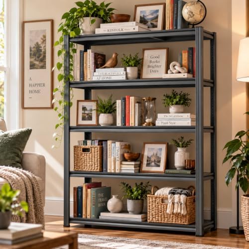 Metal Book Shelf Adjustable Heavy Duty Bookshelf with Tool-Free Assembly - Image 2