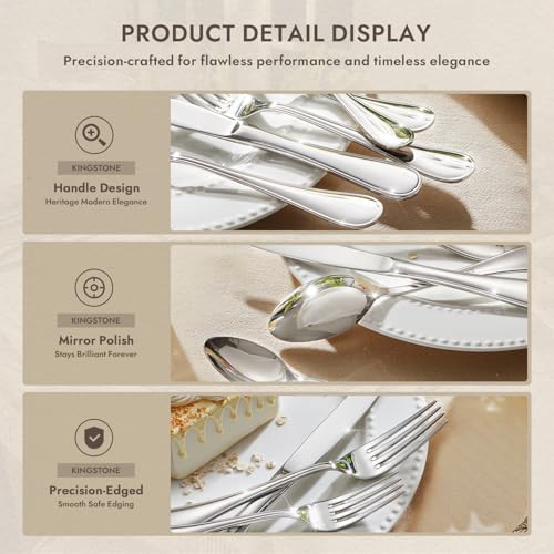 18/10 Stainless Steel Silverware Set for 8, 40 Piece Teardrop Flatware Set - Image 4