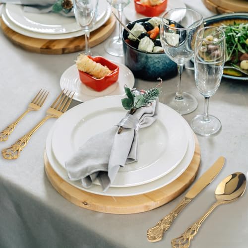 Retro Royal Gold Silverware Set With Gift Box, 60-Pieces Cutlery Set Utensils Stainless Steel Flatware For 12 MIKIWAY Kitchen Tableware Set For Gifts Festive, Dishwasher Safe, Mirror Polishing - Image 6