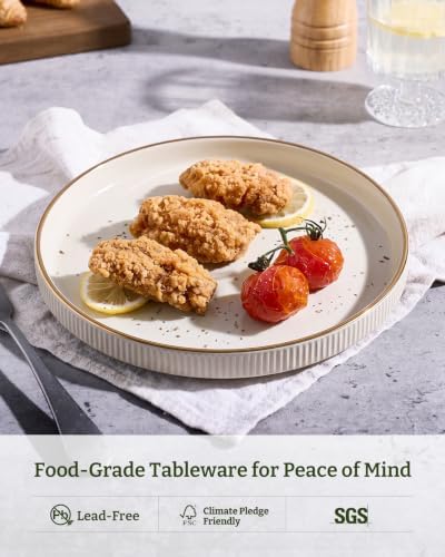famiware Star 10/8 inches Salad Plates Set for 6, Cream - Image 5