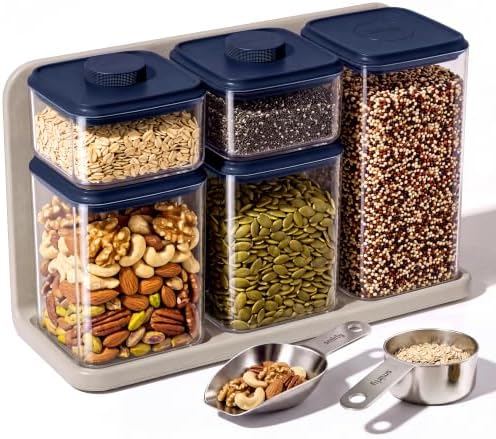 SMIRLY Glass Airtight Food Storage Containers with Pop Lids - Blue by Smirly