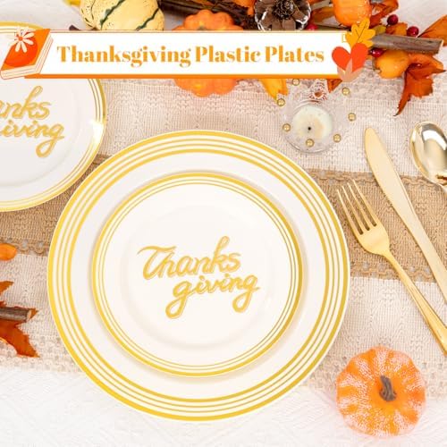 ejonirinjonir 150pcs Sturdy Thanksgiving Plastic Plates For Fall Dinner - Image 5