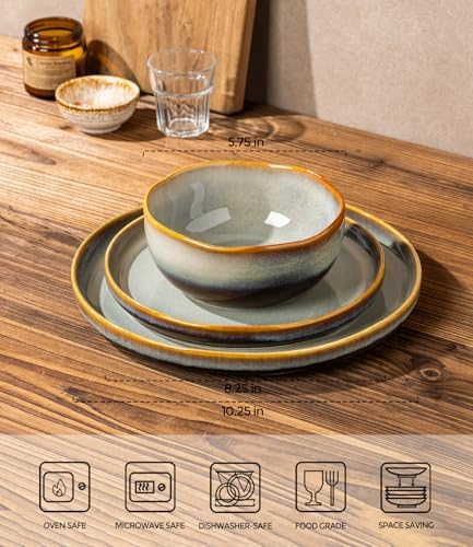 TheTerra Ceramic Dinnerware Set for 6, 18-Piece Plates and Bowls Set - Image 2